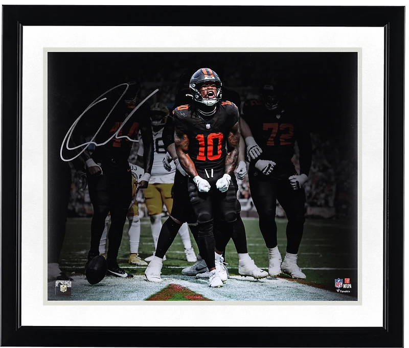 Photo dédicacée de Quinshon Judkins (Cleveland Browns) - Célébration d'un touchdown (40 x 50 cm)