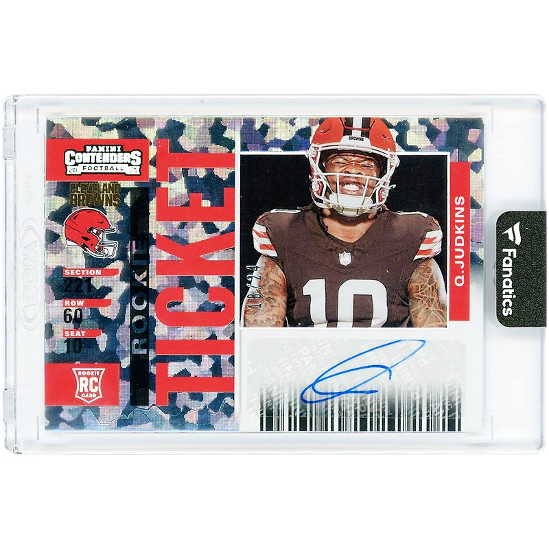 Quinshon Judkins Cleveland Browns Autographed 2025 Panini Select Contenders Rookie Cracked Ice Ticket #6 #18/24 Rookie Card