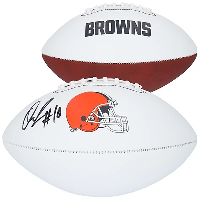 Ballon de football américain Franklin White Panel autographié par Quinshon Judkins des Cleveland Browns