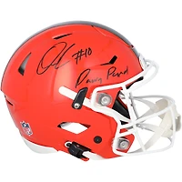 Casque Riddell Speed ​​Flex Authentic autographié par Quinshon Judkins des Cleveland Browns avec inscription « Dawg Pound »