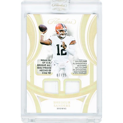 Shedeur Sanders Cleveland Browns 2025 Panini Flawless Holo Gold Rookie Showcase Quad Dual-Color/Laundry Tag Relics #RS-SSS #7/25 Rookie Card