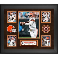 Collage encadré de 5 photos de Shedeur Sanders (Cleveland Browns) 20" x 24" avec un morceau de ballon de football utilisé en match - Édition limitée à 500 exemplaires
