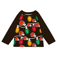 Toddler Cleveland Browns Two-Piece Garland Holiday Long Sleeve Pajama Set