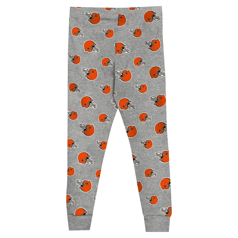 Ensemble de nuit pour tout-petits avec t-shirt à manches longues et pantalon Heather Gray Cleveland Browns