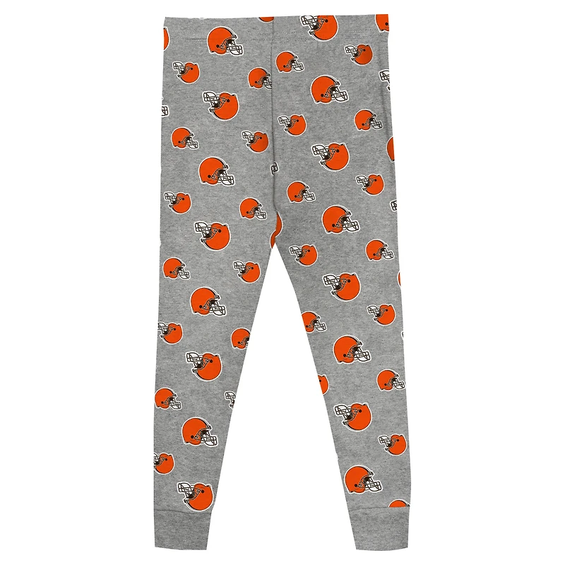 Ensemble de nuit pour tout-petits avec t-shirt à manches longues et pantalon Heather Gray Cleveland Browns