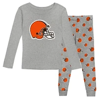 Ensemble de nuit pour tout-petits avec t-shirt à manches longues et pantalon Heather Gray Cleveland Browns
