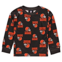Ensemble de nuit pour tout-petit Outerstuff Brown Cleveland Browns avec t-shirt à manches longues et pantalon imprimés