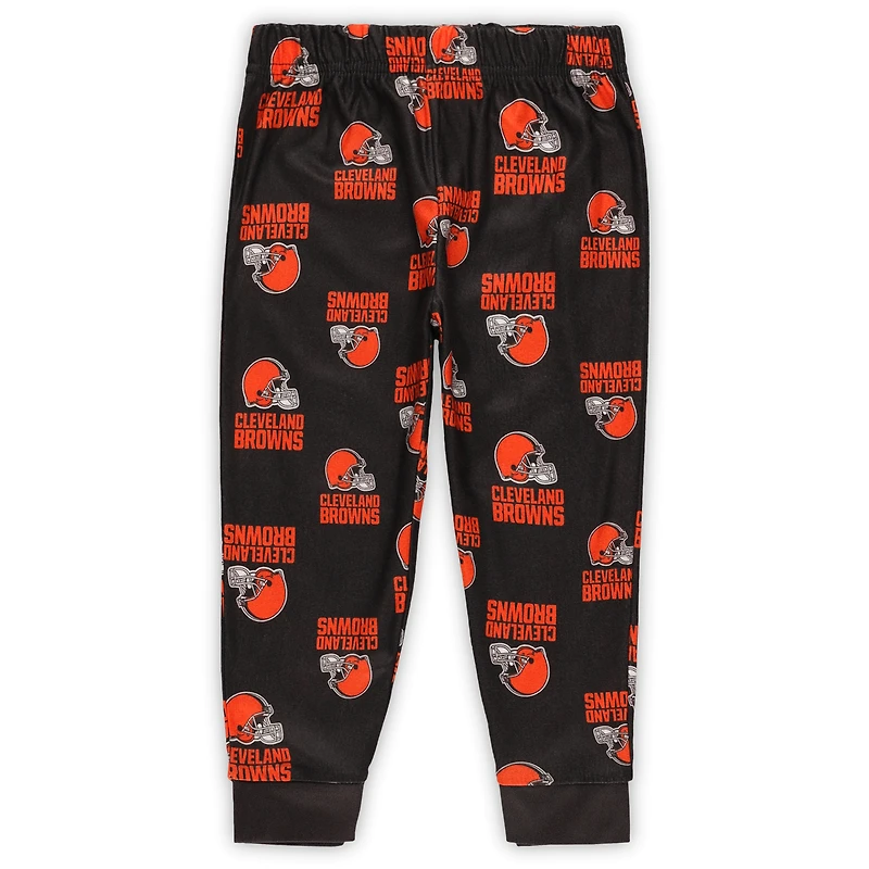Ensemble de nuit pour tout-petit Outerstuff Brown Cleveland Browns avec t-shirt à manches longues et pantalon imprimés