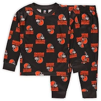 Ensemble de nuit pour tout-petit Outerstuff Brown Cleveland Browns avec t-shirt à manches longues et pantalon imprimés