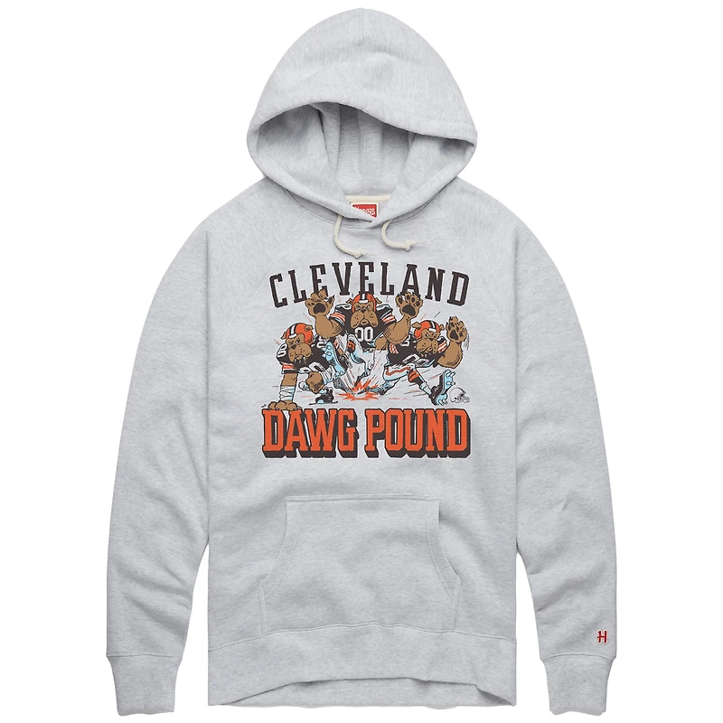 Sweat à capuche unisexe gris hommage Cleveland Browns Dawg Pound Pack Tri-Blend Raglan