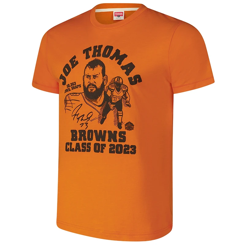 Unisex Homage Joe Thomas Orange Cleveland Browns Caricature Retired Player Tri-Blend T-Shirt