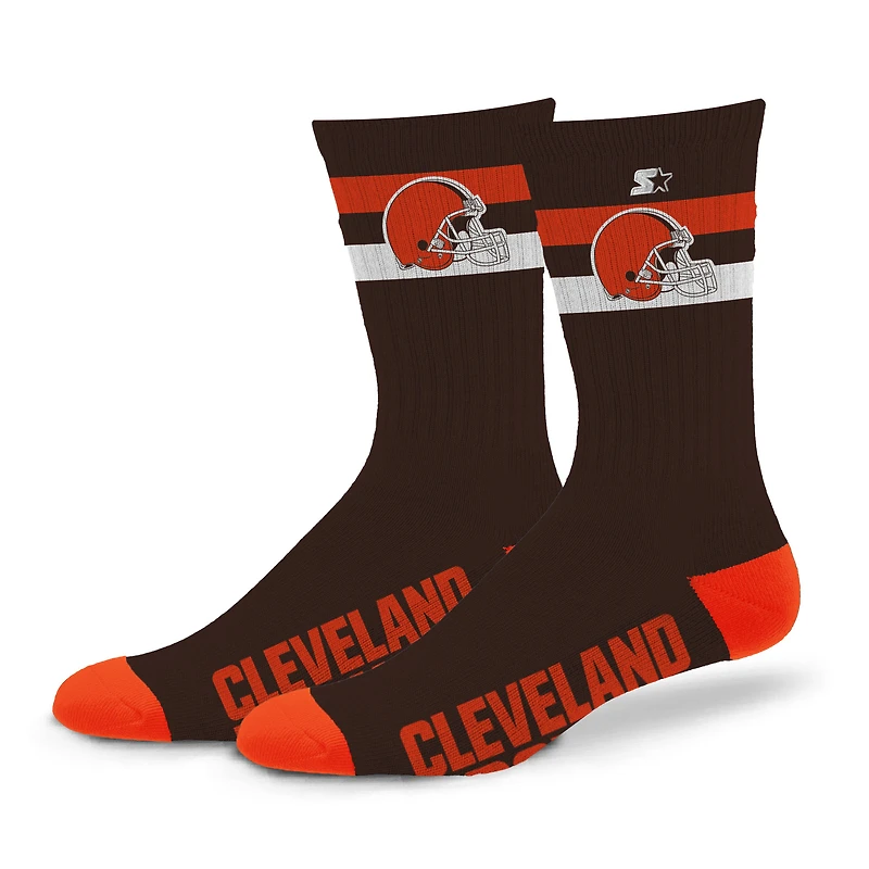 Chaussettes d'équipage unisexes Starter Cleveland Browns Team Color Two-Stripe