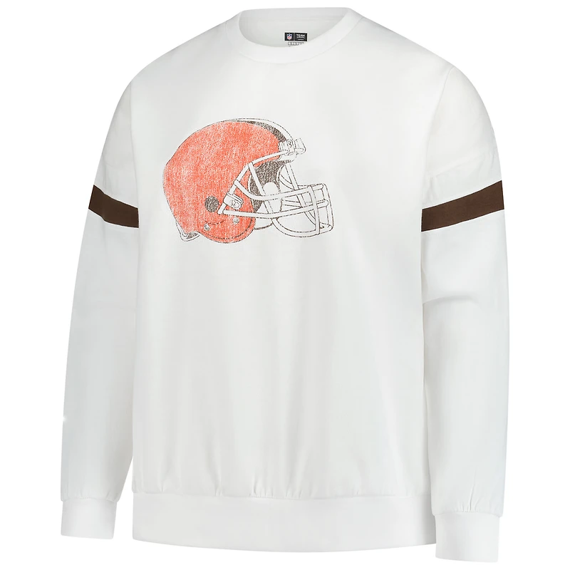 Women's Fanatics  White Cleveland Browns Plus Fleece Pullover Sweatshirt