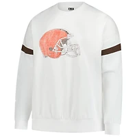 Women's Fanatics  White Cleveland Browns Plus Fleece Pullover Sweatshirt