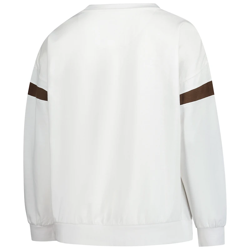 Women's Fanatics  White Cleveland Browns Plus Fleece Pullover Sweatshirt