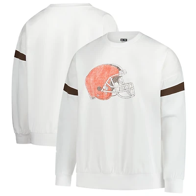 Women's Fanatics  White Cleveland Browns Plus Fleece Pullover Sweatshirt