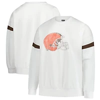 Women's Fanatics  White Cleveland Browns Plus Fleece Pullover Sweatshirt
