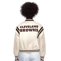 Veste en satin à boutons-pression pour femme Cleveland Browns Starter Cream