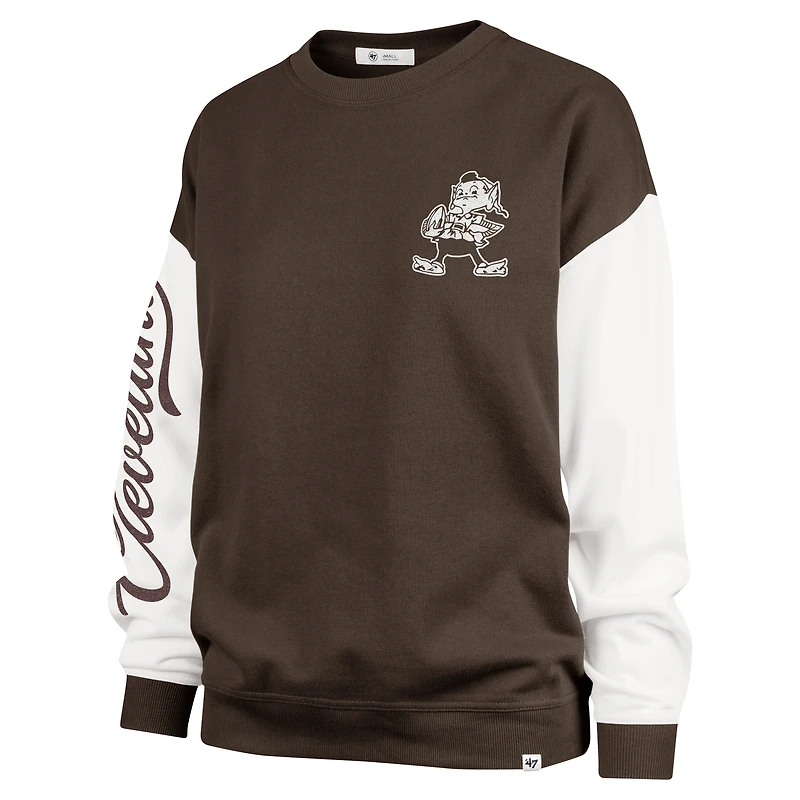 Women's '47  Brown Cleveland Browns Double Header Rise Andie Pullover Sweatshirt