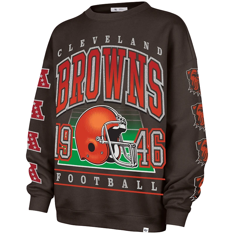 Women's '47  Brown Cleveland Browns Go Big Oversized Pullover Sweatshirt