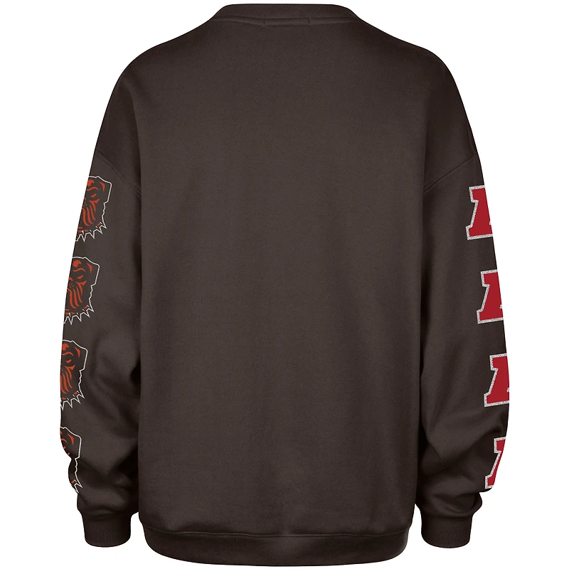 Women's '47  Brown Cleveland Browns Go Big Oversized Pullover Sweatshirt