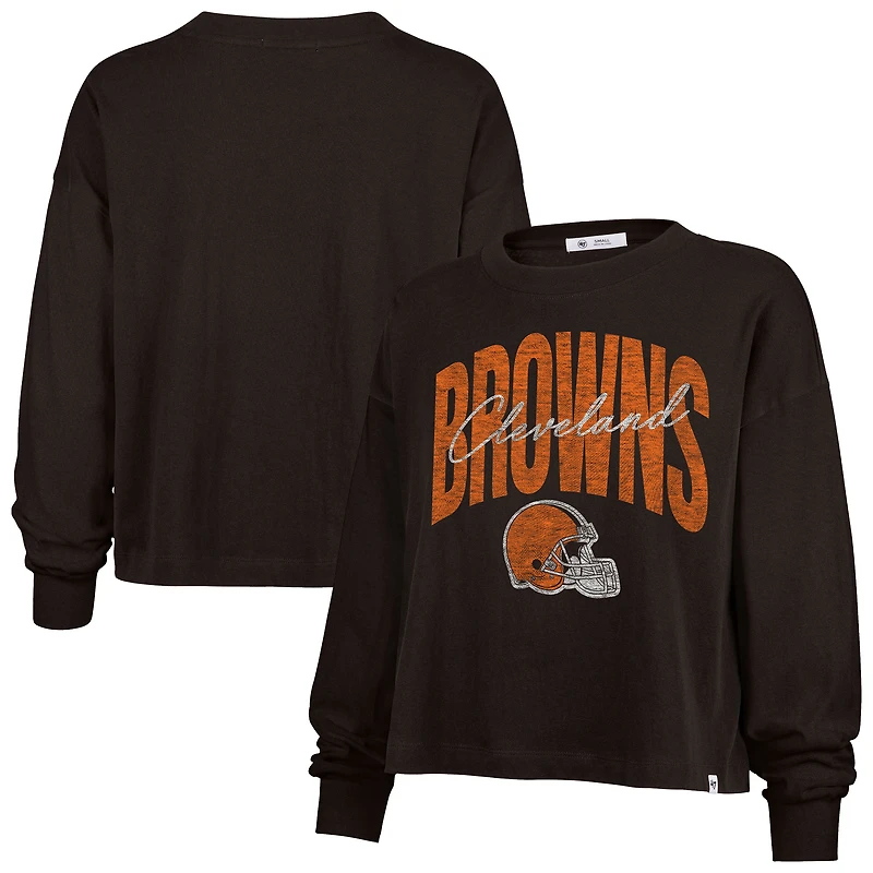 Women's '47 Brown Cleveland Browns Muse Sydney Long Sleeve Cropped T-Shirt