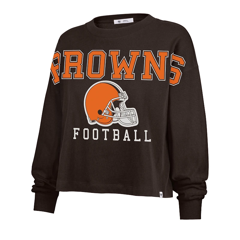 T-shirt surdimensionné à manches longues pour femme « 47 Brown Cleveland Browns Outreach City »