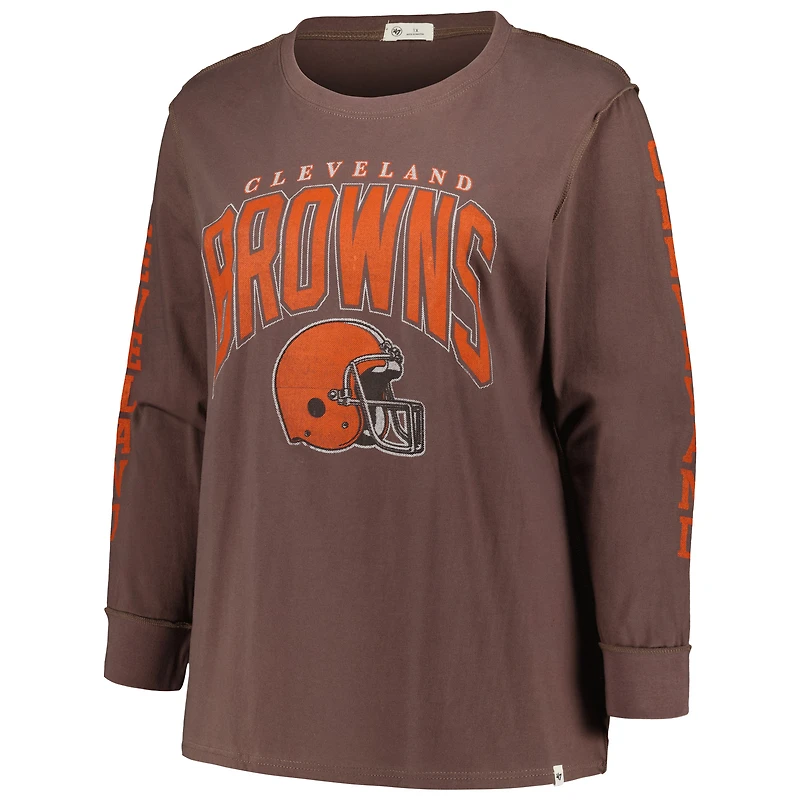 T-shirt à manches longues pour femmes '47 marron Cleveland Browns Honey Cat SOA grande taille