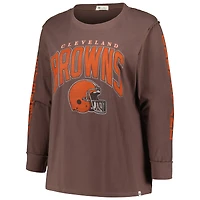 T-shirt à manches longues pour femmes '47 marron Cleveland Browns Honey Cat SOA grande taille
