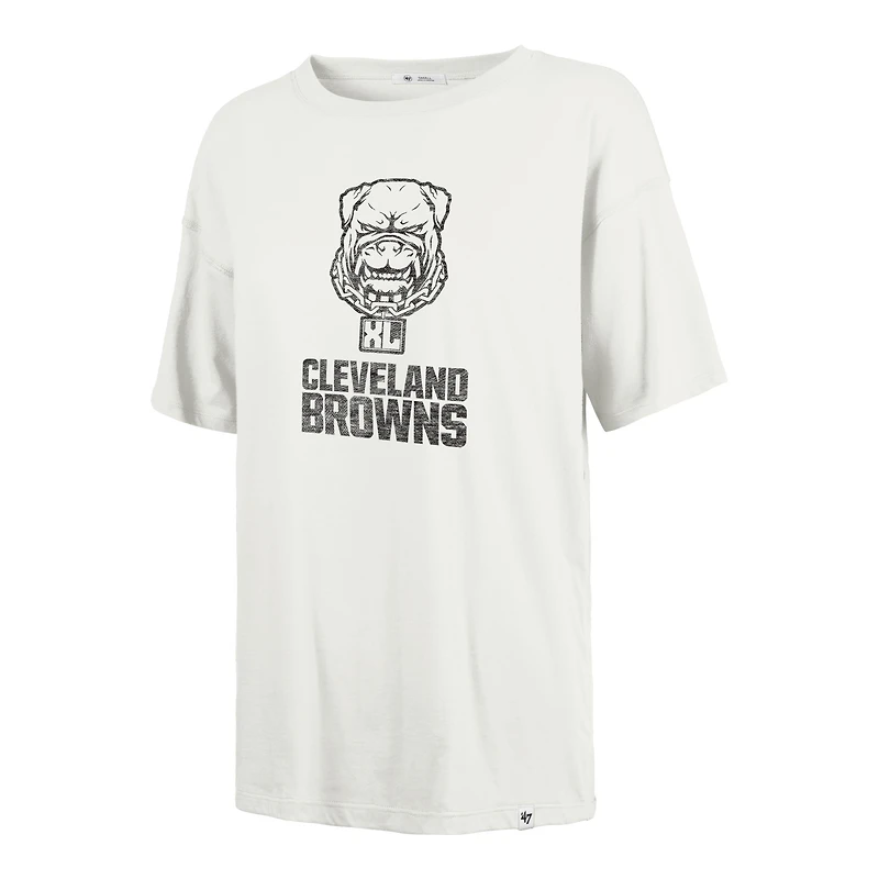 Women's '47 Cream Cleveland Browns Dawg Pound XL Premier Sadie Oversized T-Shirt