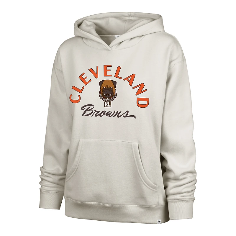 Women's '47 Cream Cleveland Browns Dawg Pound XL Whirlwind Naomi Pullover Hoodie