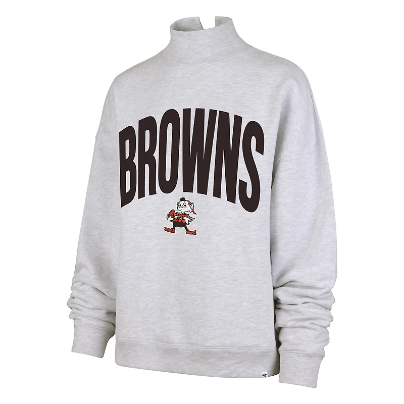 Sweat-shirt à col montant discret Cleveland Browns gris '47 pour femme