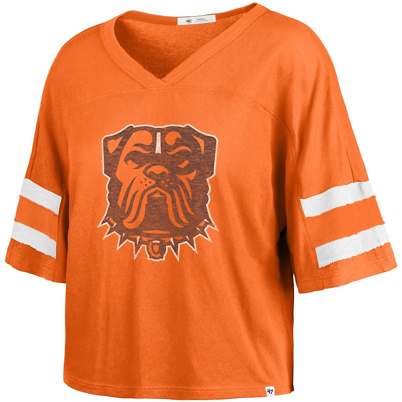 T-shirt court à col en V orange « 47 » pour femme, Cleveland Browns, Premier Scout