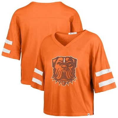 T-shirt court à col en V orange « 47 » pour femme, Cleveland Browns, Premier Scout
