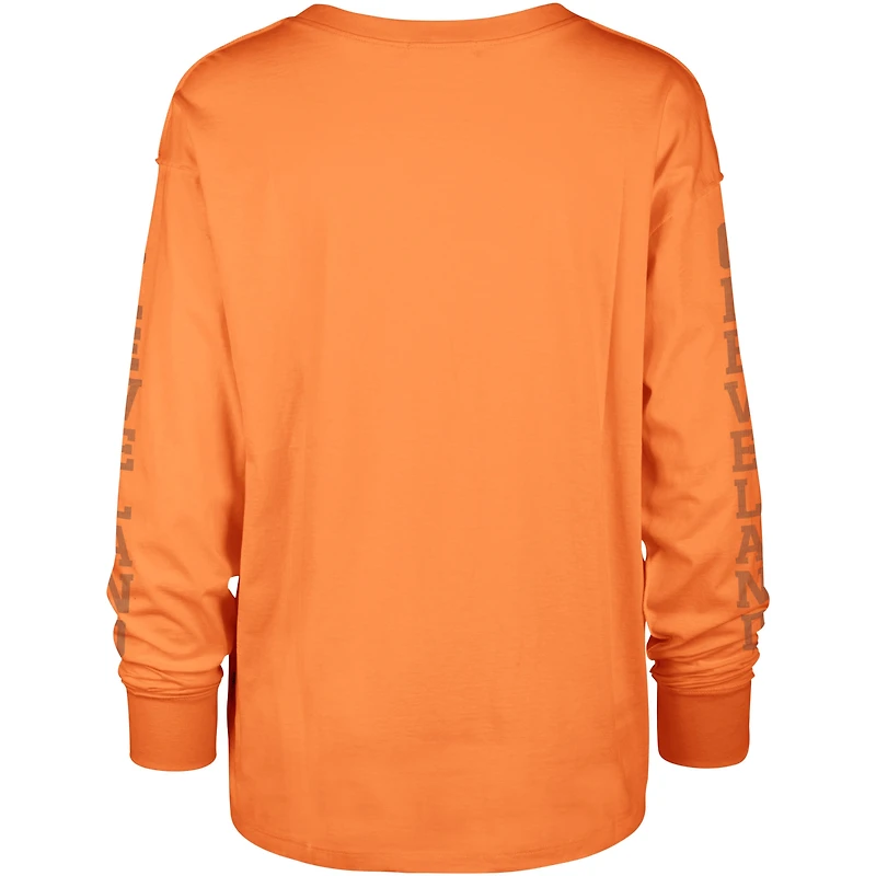 Women's '47 Orange Cleveland Browns Tom Cat Lightweight Long Sleeve T-Shirt