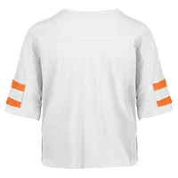 T-shirt court à col en V pour femme Cleveland Browns Double Header Scout '47 blanc