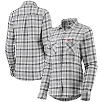 Chemise boutonnée à manches longues en flanelle pour femme, modèle Antigua Grey Cleveland Browns Ease