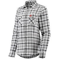 Chemise boutonnée à manches longues en flanelle pour femme, modèle Antigua Grey Cleveland Browns Ease