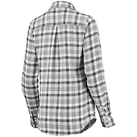 Chemise boutonnée à manches longues en flanelle pour femme, modèle Antigua Grey Cleveland Browns Ease