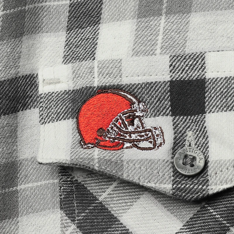Chemise boutonnée à manches longues en flanelle pour femme, modèle Antigua Grey Cleveland Browns Ease