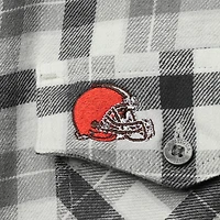 Chemise boutonnée à manches longues en flanelle pour femme, modèle Antigua Grey Cleveland Browns Ease