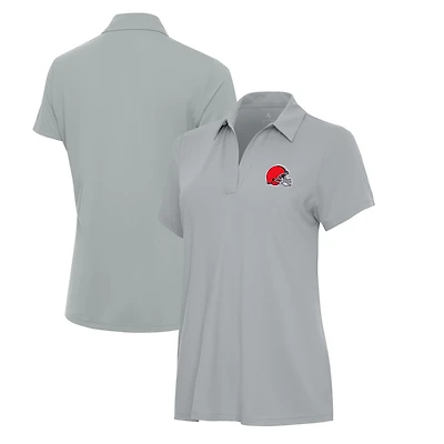 Women's Antigua  Gray Cleveland Browns Era V-Neck Polo