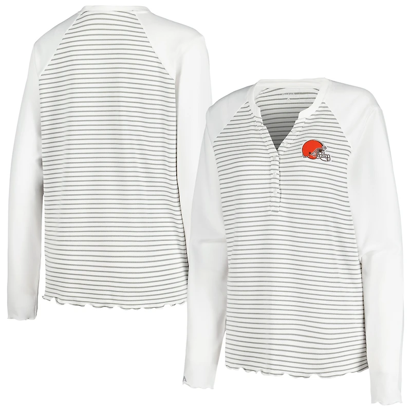 T-shirt à manches longues gaufré blanc Antigua pour femme des Cleveland Browns Maverick