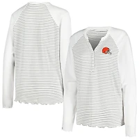 T-shirt à manches longues gaufré blanc Antigua pour femme des Cleveland Browns Maverick