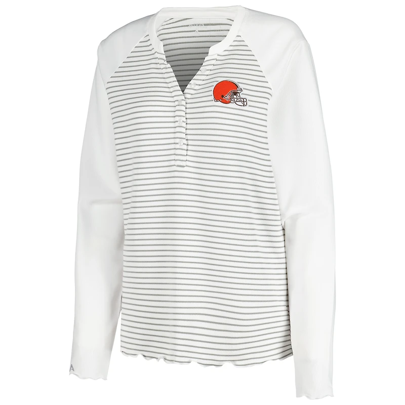 T-shirt à manches longues gaufré blanc Antigua pour femme des Cleveland Browns Maverick