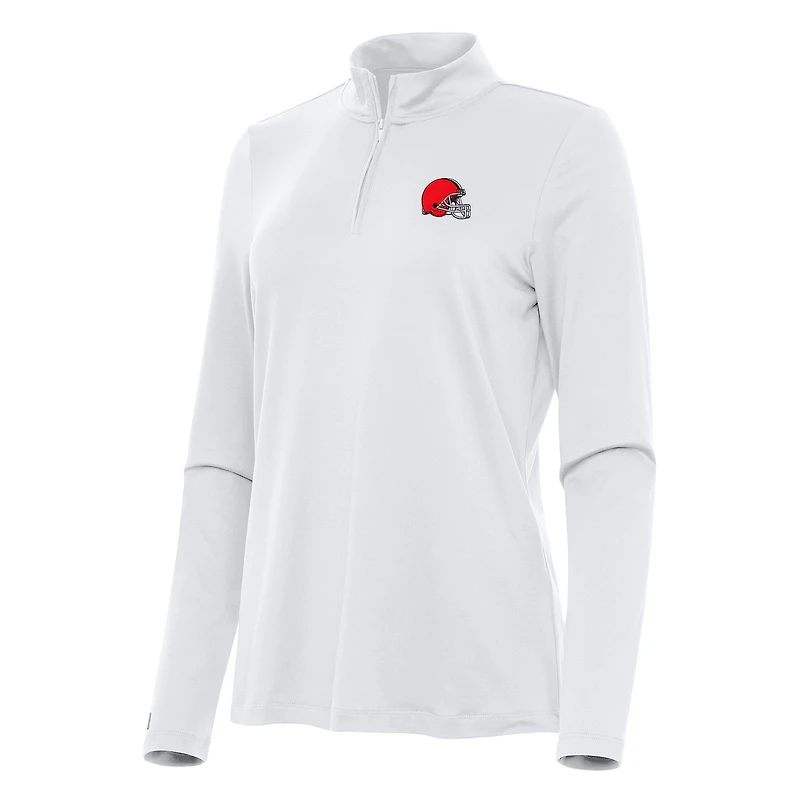 Haut à fermeture éclair quart de tour Reprocess Antigua White Cleveland Browns pour femme
