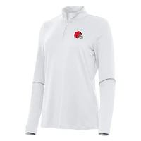 Haut à fermeture éclair quart de tour Reprocess Antigua White Cleveland Browns pour femme