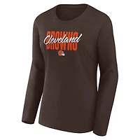 T-shirt à manches longues marron Cleveland Browns Grip pour femme