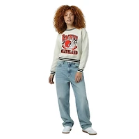Women's Champion  Cream Cleveland Browns Reverse Weave Fleece Sweatshirt
