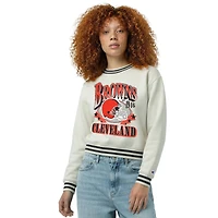 Sweat-shirt en polaire à tissage inversé crème Champion pour femme, Cleveland Browns